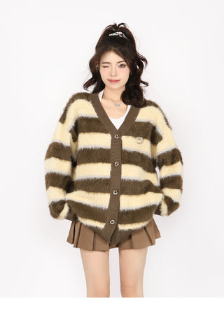 Striped oversized knit cardigan