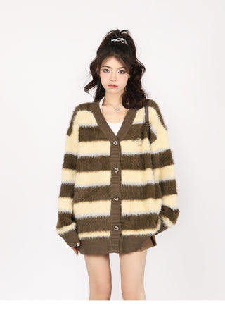 Striped oversized knit cardigan