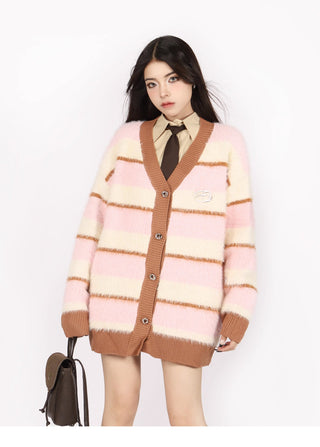 Striped oversized knit cardigan