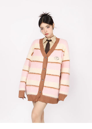 Striped oversized knit cardigan