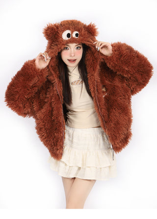 Cute Bear ear plush wool jacket