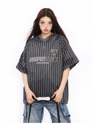 Vertical striped football top