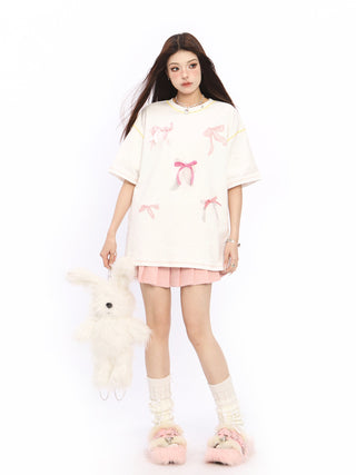 Bow short-sleeved T-shirt