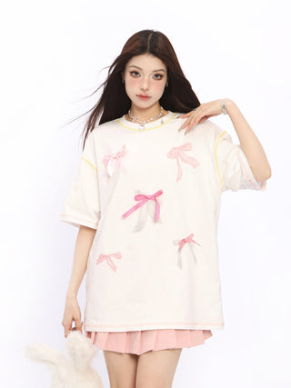 Bow short-sleeved T-shirt