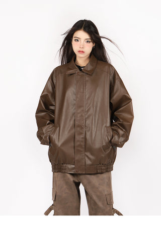 PU leather quilted motorcycle unisex jacket