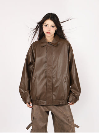 PU leather quilted motorcycle unisex jacket