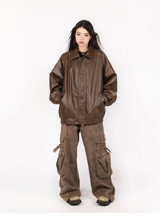 PU leather quilted motorcycle unisex jacket