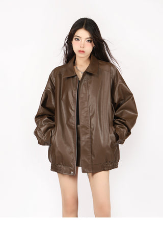 PU leather quilted motorcycle unisex jacket