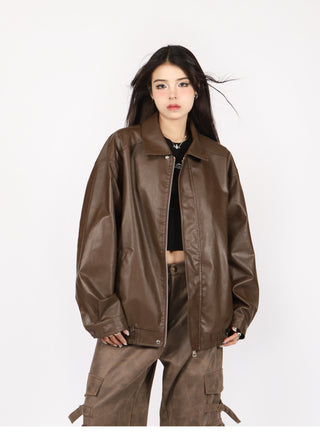 PU leather quilted motorcycle unisex jacket