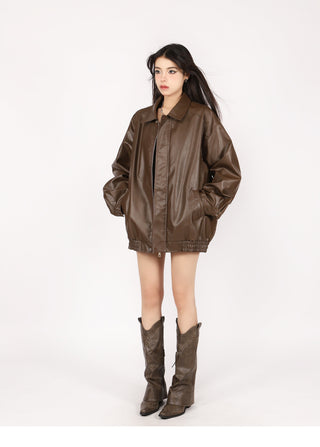 PU leather quilted motorcycle unisex jacket