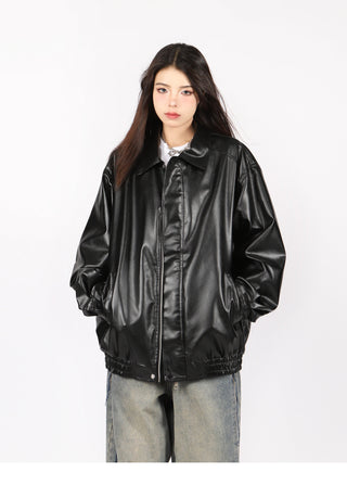 PU leather quilted motorcycle unisex jacket