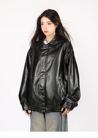 PU leather quilted motorcycle unisex jacket