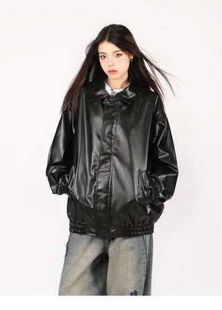 PU leather quilted motorcycle unisex jacket