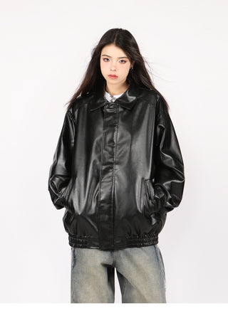PU leather quilted motorcycle unisex jacket