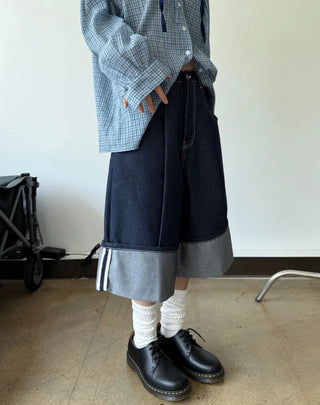 non fade denim bermuda pants