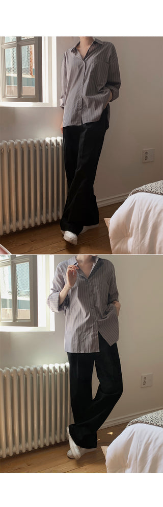 Wide cotton slacks with pleats