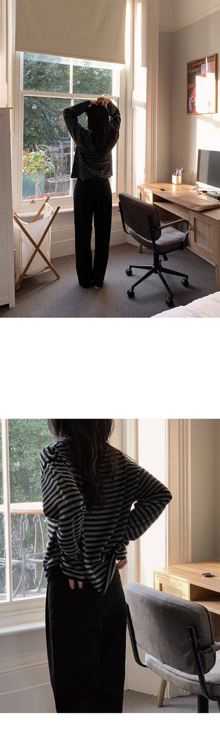 Wide cotton slacks with pleats