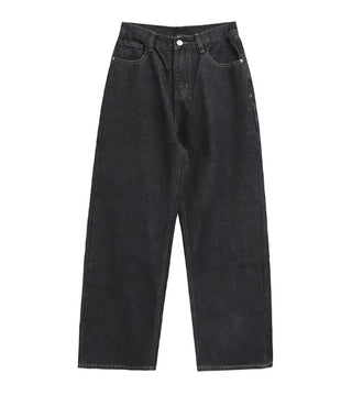 Back-belt washed wide-leg pants
