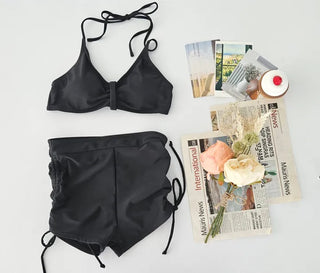 *High Quality* Piece Off-Shoulder Bikini Swimsuit Cover-Up Body Cover Belly Cover Team Pants Set Black Swimsuit