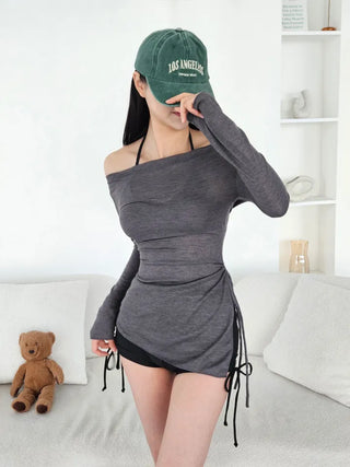 *High Quality* Piece Off-Shoulder Bikini Swimsuit Cover-Up Body Cover Belly Cover Team Pants Set Black Swimsuit