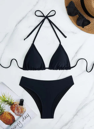 Black and Gray Crop Sexy Bikini Piece Set with Cover-Up Knit Mesh Swimsuit