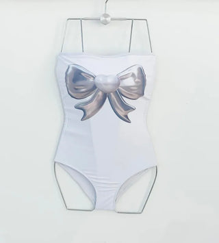Ribbon Monokini Tube Top White Ballet Corset Vacation Look