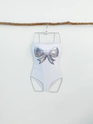 Ribbon Monokini Tube Top White Ballet Corset Vacation Look