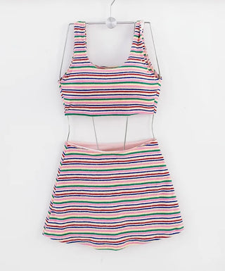 Terry Rainbow Top Bikini Nashi Swimsuit Skirt Included for Vacation Vacation