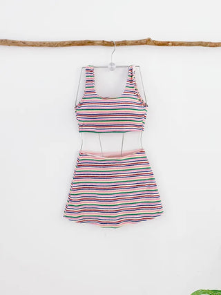 Terry Rainbow Top Bikini Nashi Swimsuit Skirt Included for Vacation Vacation
