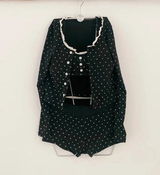 Cardigan top and pants three-piece bikini in black. piece body-covering belly-covering unique swimsuit.