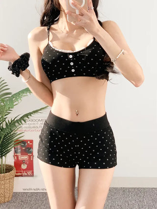 Cardigan top and pants three-piece bikini in black. piece body-covering belly-covering unique swimsuit.