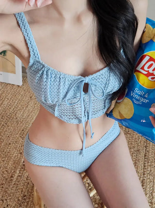 Sora Crochet Knit Piece Bikini Wrap Skirt Set for Vacation Swimsuits