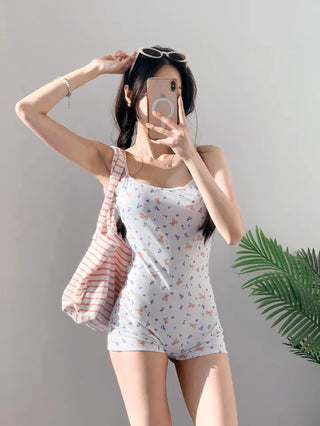 Teddy bear monokini ribbon teddy bear shorts resort look pool villa water park