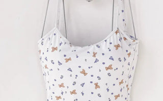 Teddy bear monokini ribbon teddy bear shorts resort look pool villa water park