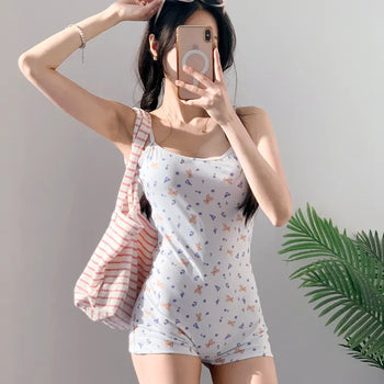 Teddy bear monokini ribbon teddy bear shorts resort look pool villa water park