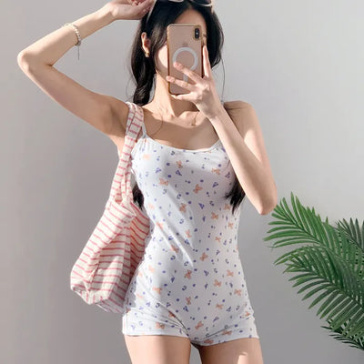 Teddy bear monokini ribbon teddy bear shorts resort look pool villa water park