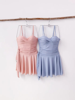 Monokini wrap skirt set  color belly-covering shirring resort vacation look