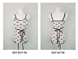 Ribbon Monokini Bag Set Swimsuit