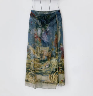 Famous painting three-piece bikini with 3pcs skirt included bikini pool party resort look high-quality swimsuit