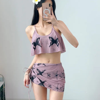 Butterfly piece bikini with skirt and string nasi swimsuit festival look vacation look