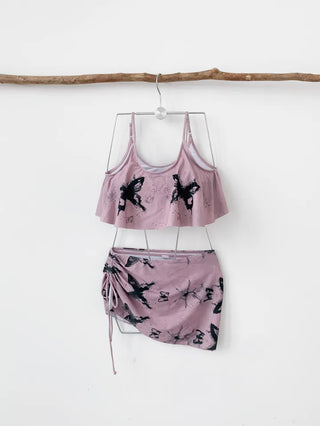 Butterfly piece bikini with skirt and string nasi swimsuit festival look vacation look