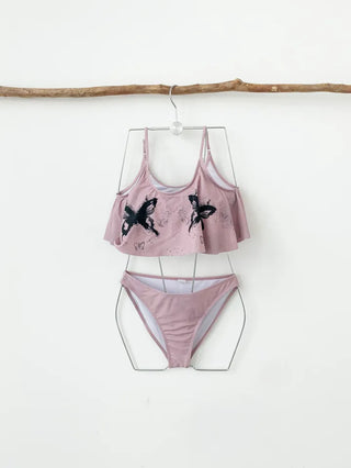 Butterfly piece bikini with skirt and string nasi swimsuit festival look vacation look