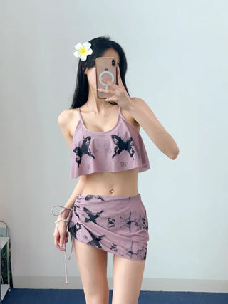 Butterfly piece bikini with skirt and string nasi swimsuit festival look vacation look