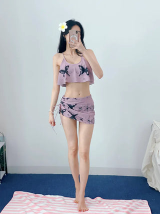 Butterfly piece bikini with skirt and string nasi swimsuit festival look vacation look