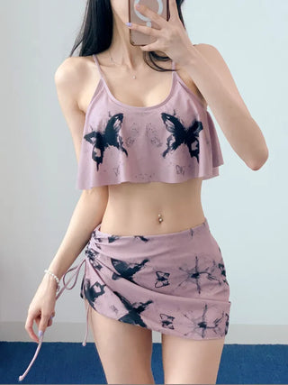 Butterfly piece bikini with skirt and string nasi swimsuit festival look vacation look