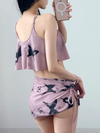 Butterfly piece bikini with skirt and string nasi swimsuit festival look vacation look