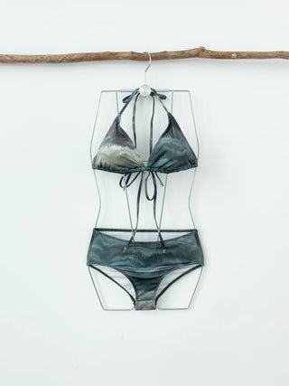 *High quality* Khaki dyed gradient piece off-shoulder bikini with 4 cover-ups