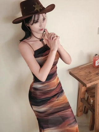 Cowboy Safari Hat Western Wide Brim Suede Touch Strap Hat