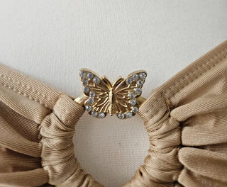 Butterfly piece bikini brown halter neck butterfly frill shirring body-covering belly-covering swimsuit