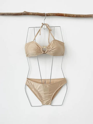 Butterfly piece bikini brown halter neck butterfly frill shirring body-covering belly-covering swimsuit